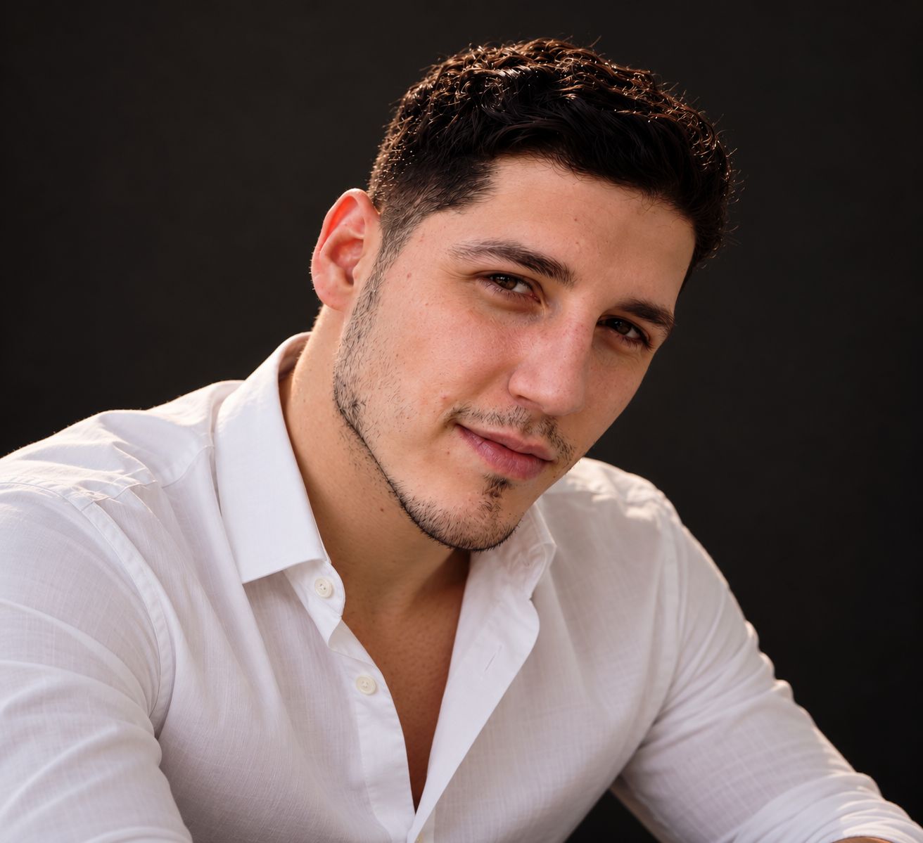Gabriel Țintărescu in a white shirt